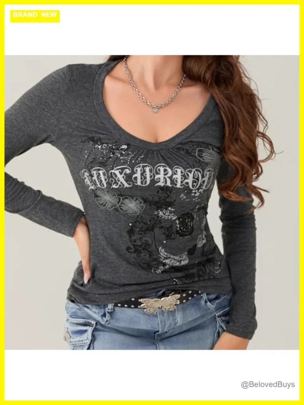 Women's Y2K Goth Long Sleeve Graphic Tee Punk Gothic Top